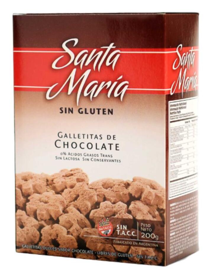 Galletitas Dulces sabor Chocolate x 200 gr = Santa Maria