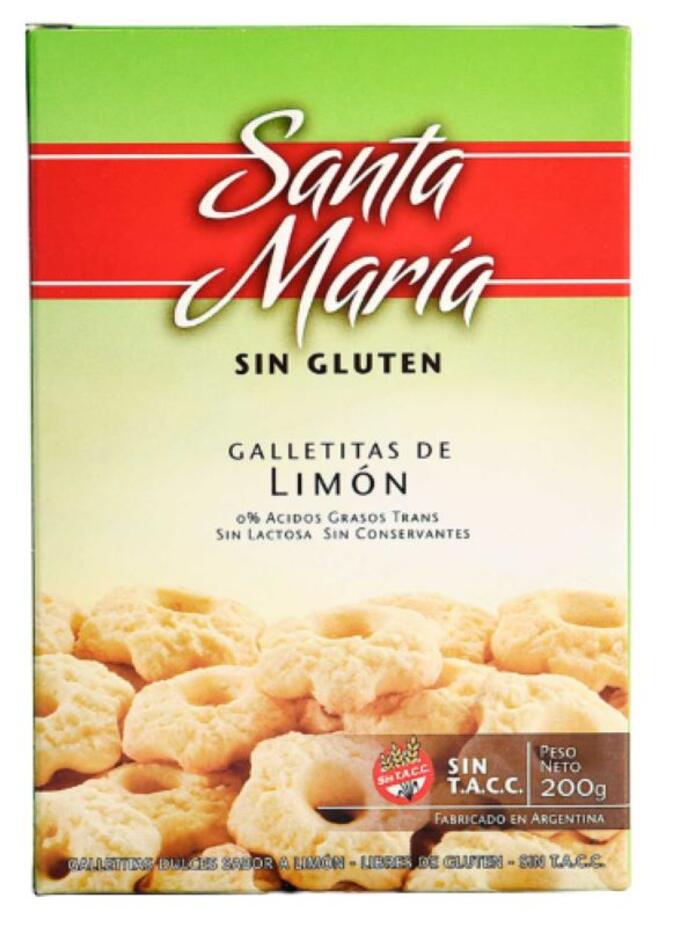 Galletitas Dulces sabor Limon x 200 gr = Santa Maria