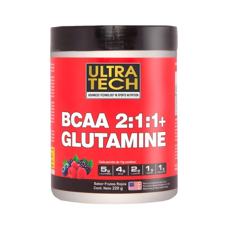BCAA 2 1 1 + Glutamine x 220 g Frutos del Bosque = Ultra Tech