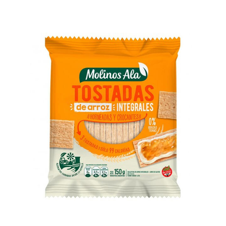 Tostadas de Arroz Integrales con sal x 150 gr Molinos Ala