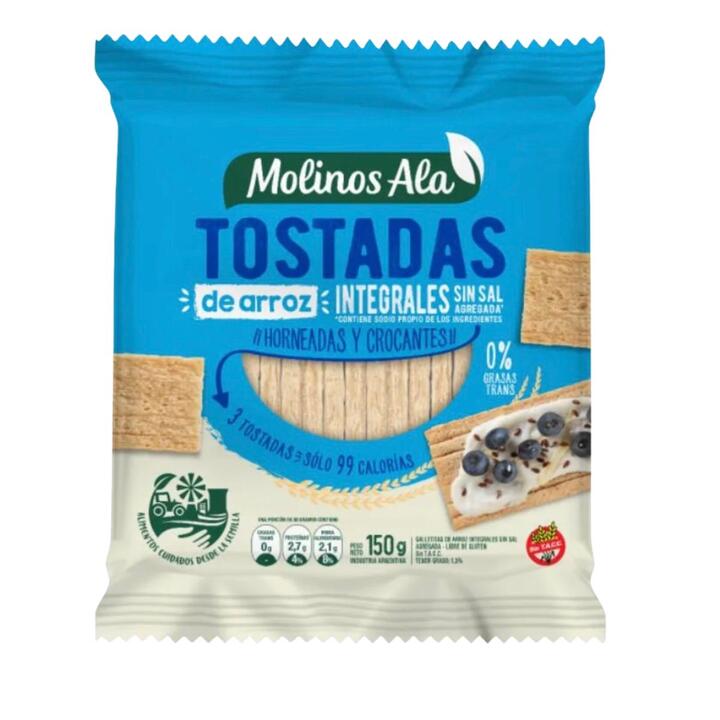 Tostadas de Arroz Integrales sin sal x 150 gr Molinos Ala