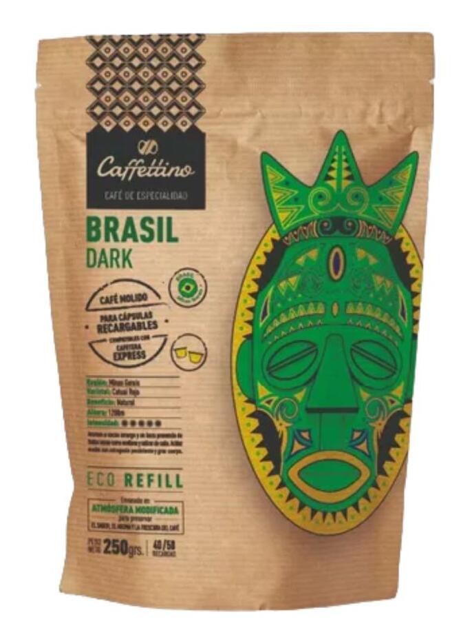 Café de especialidad Brasil Intenso molido p/express o cápsulas x 250 gr Caffettino