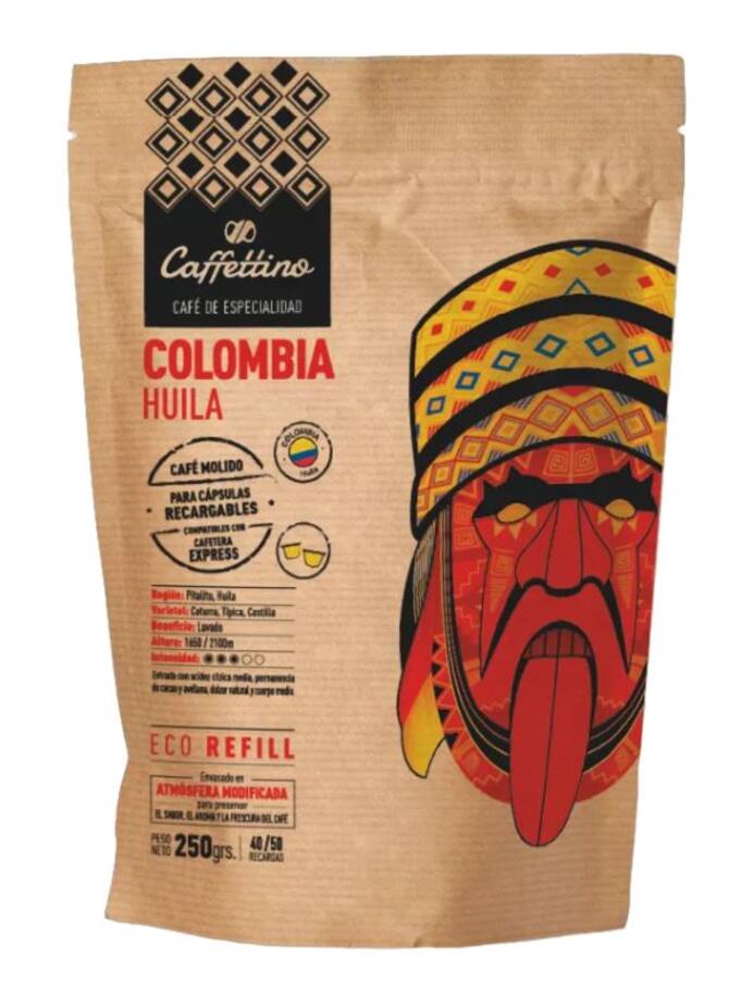 Café de especialidad Colombia Huila molido p/express o cápsulas x 250 gr Caffettino