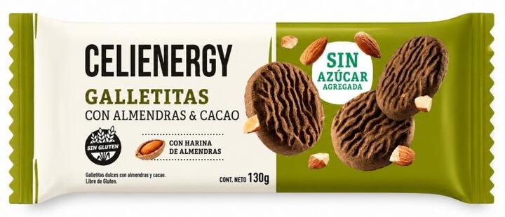 Galletitas Sin Azúcar de Almendras y Cacao x 130 gr = Celienergy