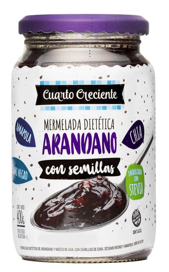 Mermeladas Con Semillas y Stevia Arándano x 400 gr Cuarto Creciente