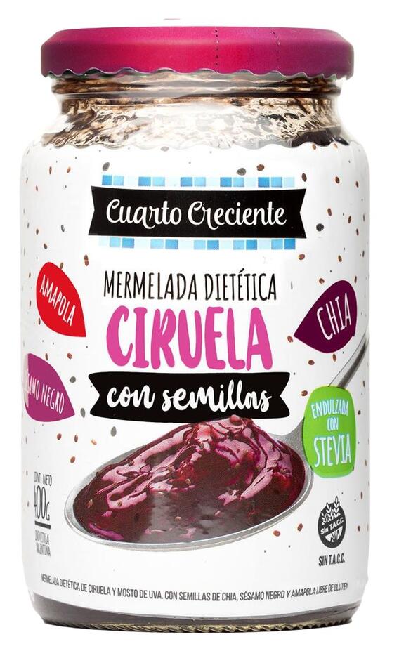 Mermeladas Con Semillas y Stevia Ciruela x 400 gr Cuarto Creciente