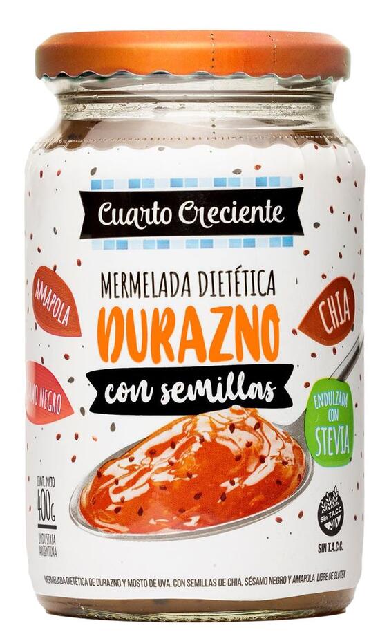 Mermeladas Con Semillas y Stevia Durazno x 400 gr  Cuarto Creciente