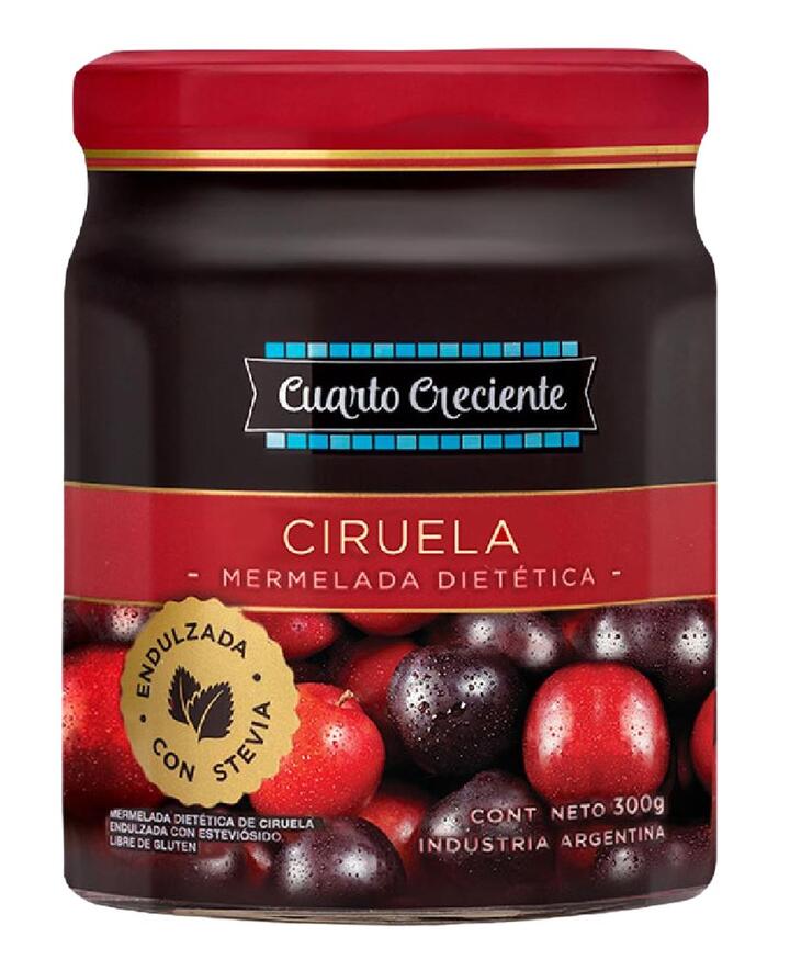 Mermeladas Ciruela c/Stevia x 300 gr  Cuarto Creciente