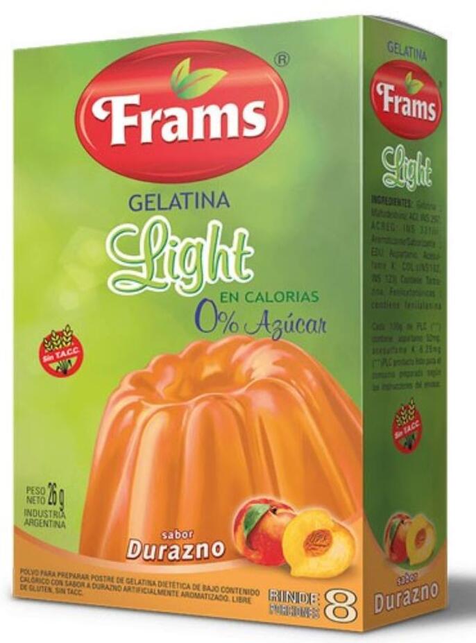 Gelatina Durazno x 26 gr Frams