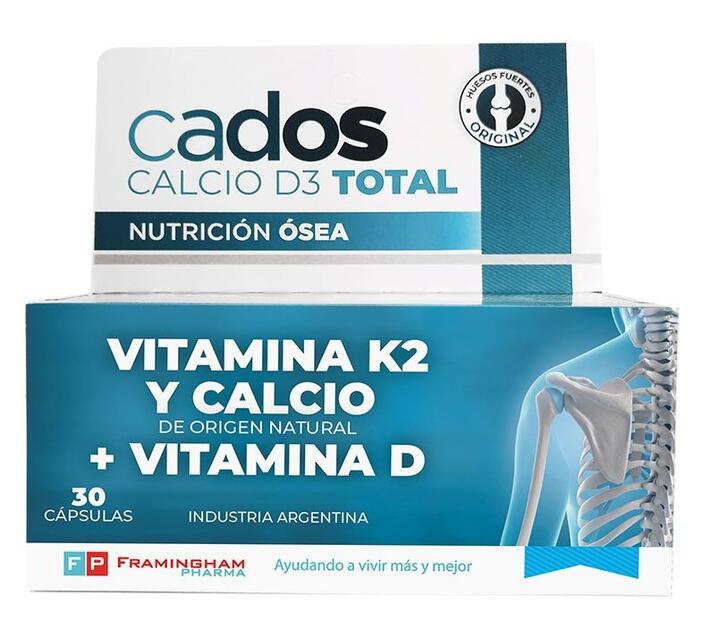 Cados Total Vitamina K2 + Calcio Natural+ Vitamina D3 x 30 caps - Framingham