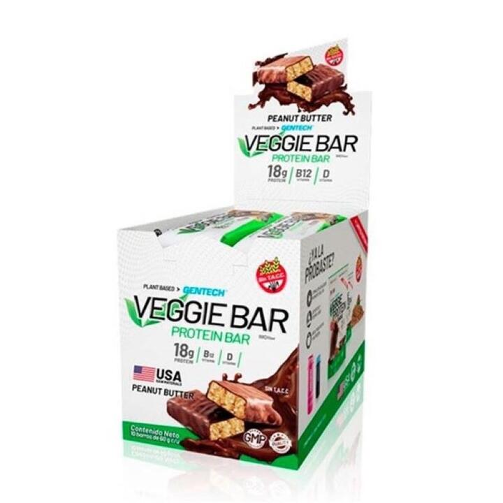 Veggie Bar Mantequilla Maní Línea Vegana x 10 unid Gentech