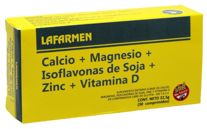 Calcio + Mg + Isoflavonas + Zn + D x 30 comp - Lafarmen