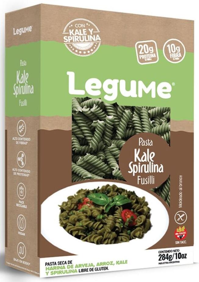 Pasta Seca Kale Espirulina Fusilli x 284 gr - Legume