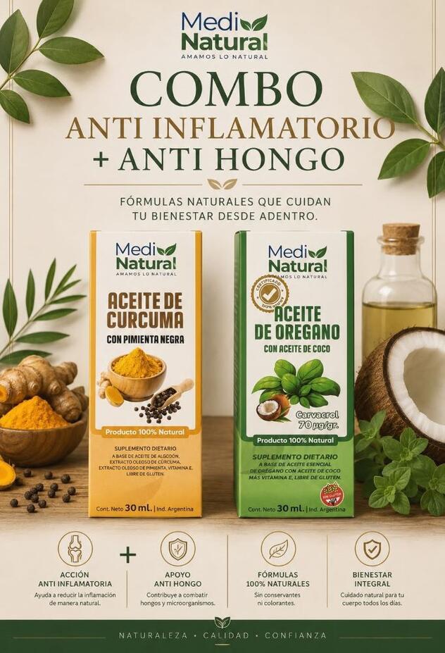 Combo Ac. de Orégano + Ac. de Cúrcuma y Pimienta Medinatural