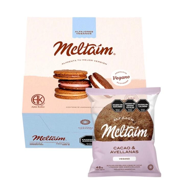 Alfajor de Avellana y Cacao x 45 gr x 12 unid - Meltaim