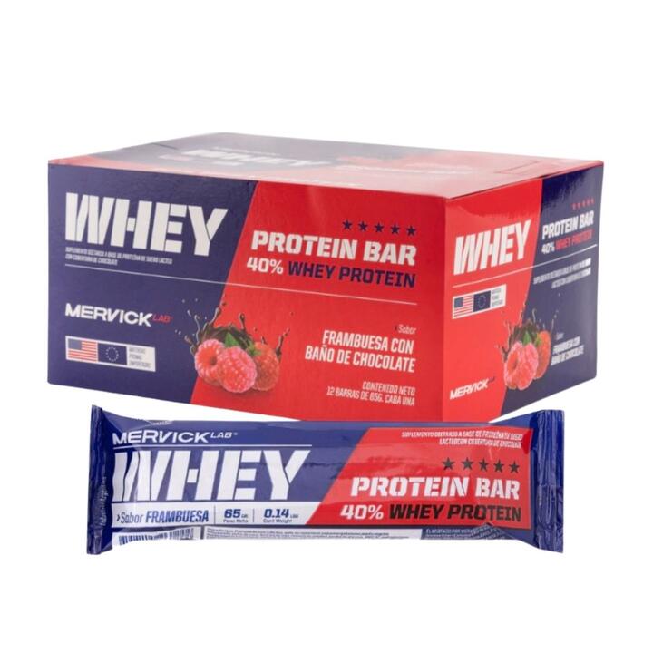 Protein Bar Frambuesa x 12 unid x 65 gr = Mervick