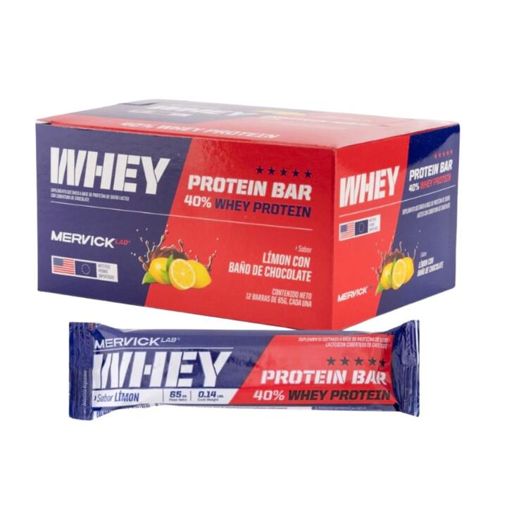 Protein Bar Limón x 12 unid x 65 gr = Mervick