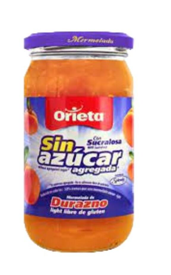 Mermelada Durazno Sin Azúcar x 340 gr Orieta