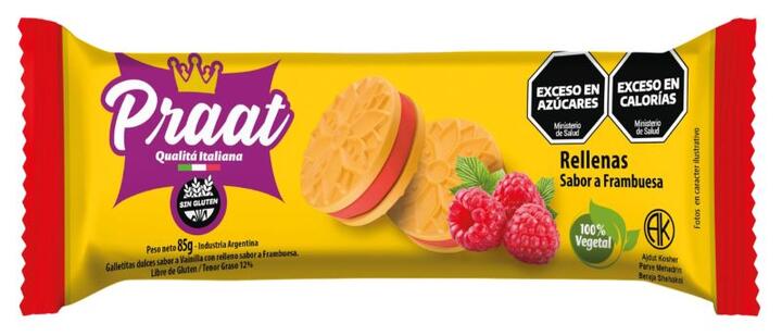 Galletitas Rellenas sabor Frambuesa x 85 gr Praat