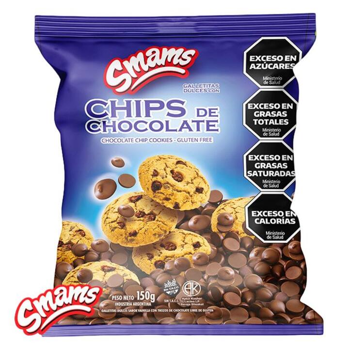 Galletitas Dulces con Chips de Chocolate Negro x 150 gr Smams