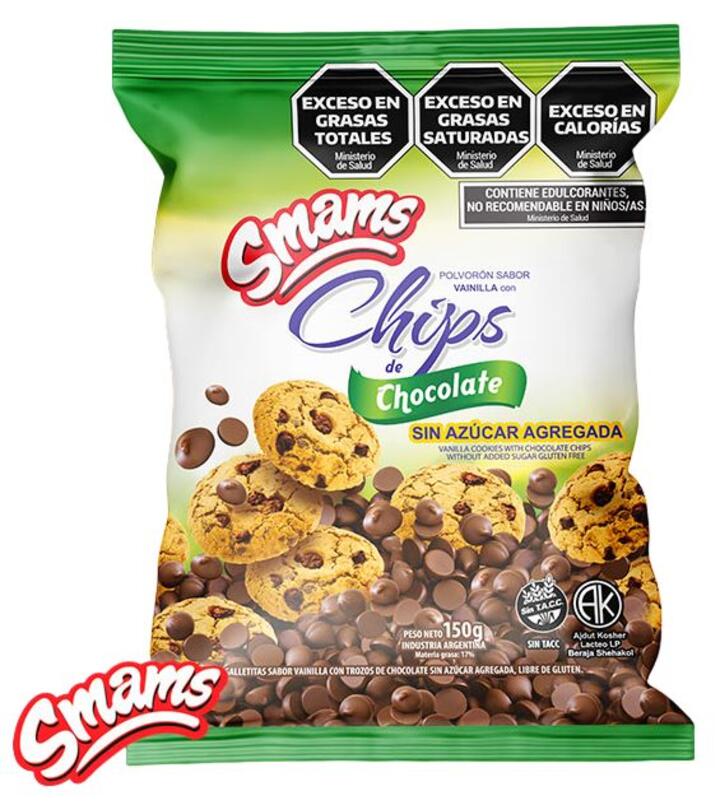 Galletitas Dulces con Chips de Chocolate Negro sin Azucar x 150 gr Smams