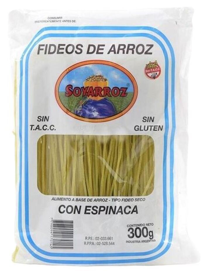 Fideos de Arroz Espinaca x 300 gr = Soyarroz