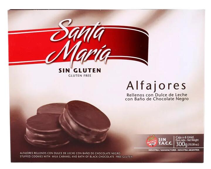 Alfajores de Chocolate Negro x 6 unid - Santa Maria