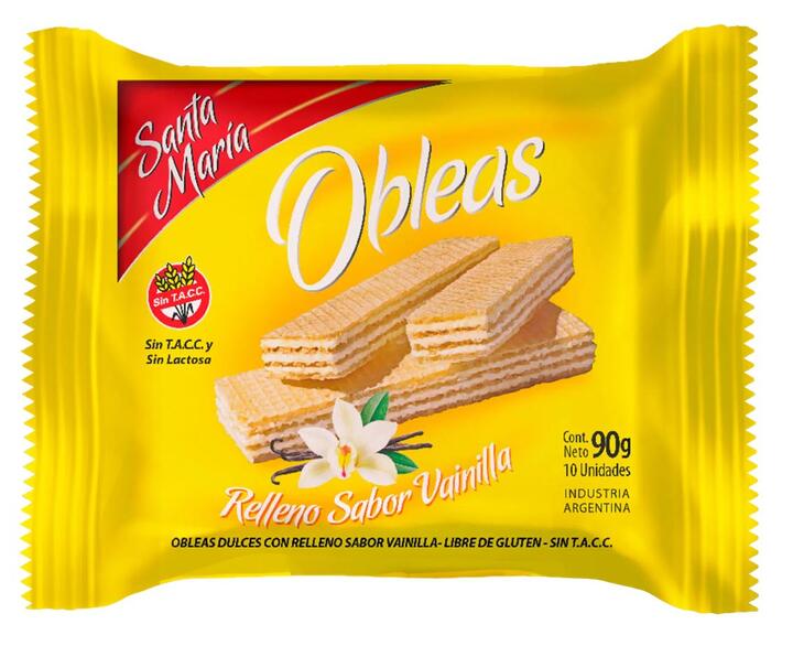 Obleas Dulces Rellenas Sabor Vainilla x 100 gr - Santa Maria